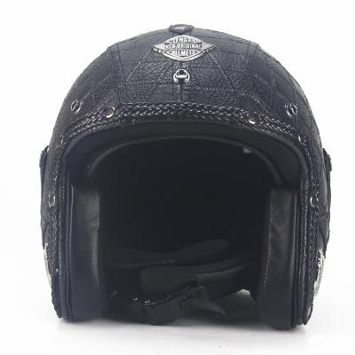 China Road Motocycle Helmet Rhomboid Contain Motorcycle Handmade Individuality The Retro 3/4 Open Face Helmet for sale