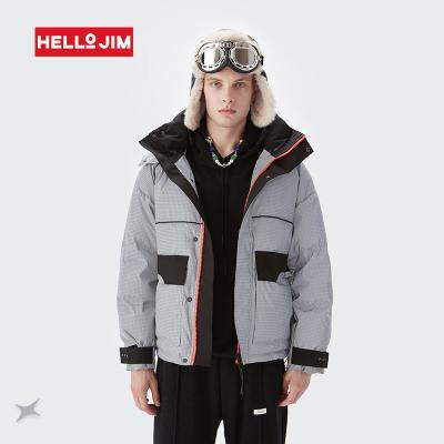 China Anti-wrinkle custom down coat 90 reflective windproof duck down jacket warm winter jacket men down coat stripper winter jacket men custom for sale