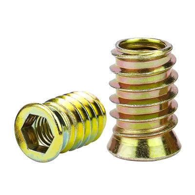 China Heavy Industry Galvanized Carbon Steel Outside Nut M6 M8 M10 Furniture Threaded Insert Threaded Nut For Wood for sale