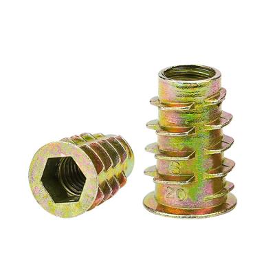 China Heavy Industry M4 M5 M6 M8 Zinc Alloy Carbon Steel Threaded Insert Furniture Connector Furniture Insert Wood Nut Wood Screw for sale