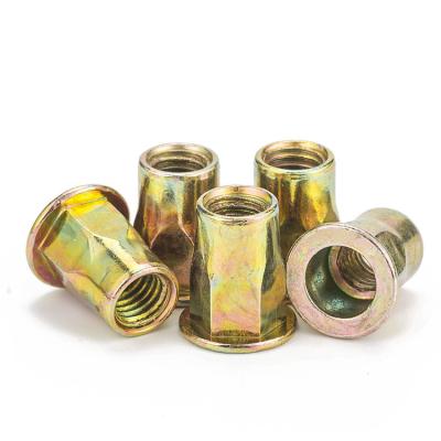 China Heavy Industry Galvanized Blind Rivets Open End Hex Rivet Half Nut M4 M5 M6 M6 M8 M10 M12 Flat Head Galvanized Half Hexagon Body Rivet Insert Nut for sale