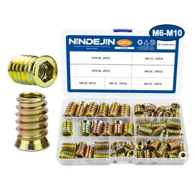 China Galvanized Heavy Industry Steel M6 M8 M10 Hex Drive Furniture Wood Threaded Inserts Nut For Wood for sale