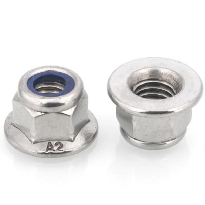 China Heavy Industry 304 Stainless Steel Flange Nylock Nut M3 M4 M5 M5 M6 M10 Nylon Flange Locknut for sale