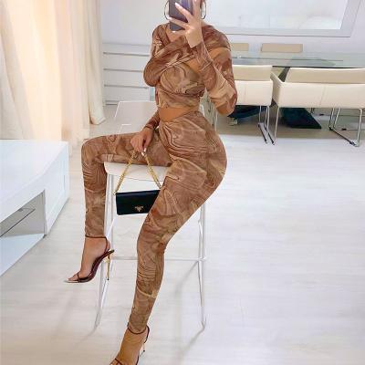 China Wholesale Fashionable Long Sleeve High Sleeve Breathable Long Waist Dye O-Link Sets Women Gaiters Two Piece Set for sale