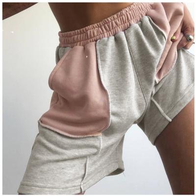 China 2022 New Arrivals Breathable Wide Leg Elastic Waist Patchwork Loose Plus Size Pants Sweat Shorts for sale