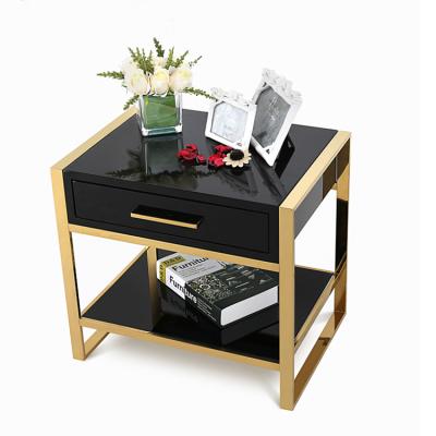 China (Other) Customized Adjustable High End Bedroom Furniture Gold Plating Bedside Table for sale