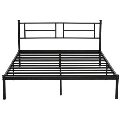 China 2020 New Storage Design Home And Hotel Bedroom Furniture Black Knock-Down Metal Frame Double Bed With Sturdy Steel Frame for sale