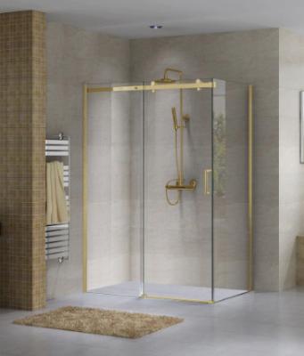 China Quiet Operation / Easy Clean 32 Inch X 48 Inch Reversible Shower Enclosure With Roller System And Brushed Gold Hardware for sale