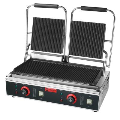 China Restaurant Campbon Kitchen Equipment Electric Double Contact Grill Upper And Down Grooved ZH-813 for sale