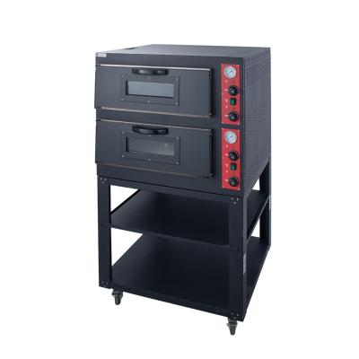 China Commercial catering Commercial Large Capacity restaurant equipment kitchen commercial pizza oven gas black big high quality 2 deck with pizza stone Campbon ZH-4EP4 for sale