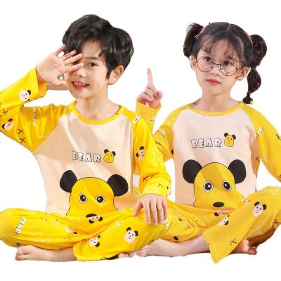 China Children's breathable pajamas spring and autumn Korean style boys and girls thin long-sleeved cartoon loose home clothes for sale