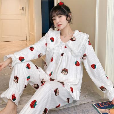 China Autumn Winter Women Warm Flannel Thermal Pajamas Sets Coral Velvet Sleepwear Lapel Neck Thick Flannel Pajamas Long Sleeve Cartoon for sale