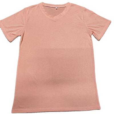 China Viable Wholesale Custom Made Polyester Ladies T-shirts Pastel Color V-Neck Blank Tees For Sublimation Print for sale