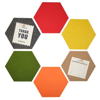 China Multifunctional Hexagon Felt Bulletin Board Self Adhesive Pin Board Cork Board Tiles Wall Decor for Photos Notes Display for sale