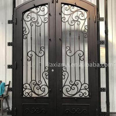 China Latest Modern Interior Double Wrought Iron Security Steel Door for sale