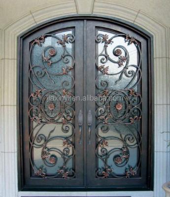 China Exterior Popular Front Double Wrought Iron Door for sale