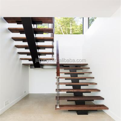 China Home House High Quality Simple Stringer Wood Treads U Shaped Staircase for sale