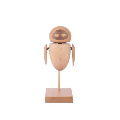 China Minimalist Creative Handmade Wooden Robot Eve Desktop Ornaments Waste Allocation Load Lifter Earth Class Robot for sale