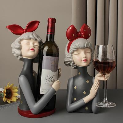 China Morandi butterfly hairpin girl wine stand viable creative light luxury simple hand-colored home bar restaurant hotel decoration for sale