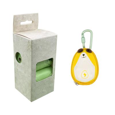 China 100% Biodegradable 8 Rolls Boxed Biodegradable Pet Poop Bag With Metal Buckle PU EVA Portable Dispenser Set Hot Sale for sale