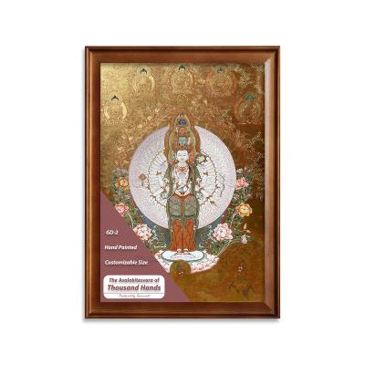 China Traditional Himalayan Style Interior Decoration Painting Avalokitesvara of Thousand Hands Thangka Hand Painted Golden Free Expeditions for sale