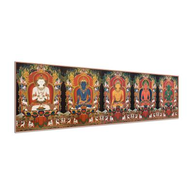 China Traditional The Buddhas Of Wisdom Five Level Hand Painted Decorative Thangka Art Painting Free Shipping for sale