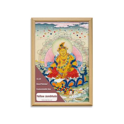 China 35 Inch Traditional Yellow Hand Painted Jambhala Thangka Free Shipping for sale