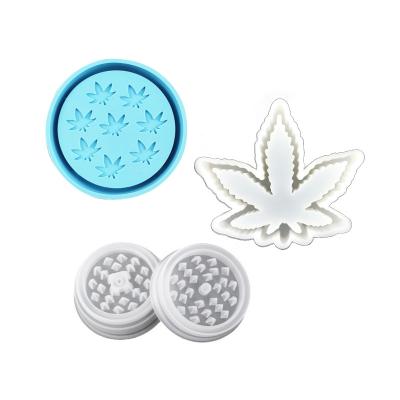 China DIY Accessories Silicone Resin Herb Hemp Leaf Shape Ash Tray Ash Tray Smoking Viable Dry Mold for sale