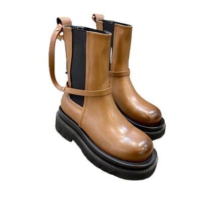 China Superfine Fiber Chelsea Smokepipe Boots With Round Toe And Thick Sole Boots Women's Shoes Winter for sale