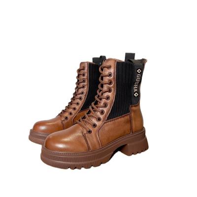 China Round toe thick bottom, women's elastic boots autumn and winter for sale