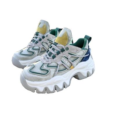 China Fashion Trend Women Sneakers Shoes Lady Leisure Shoes 2022 Spring Sports Lace Up Comfortable Increase Chunky Running Women Sneakers for sale