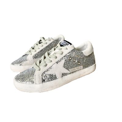 China 2022 New Trend Women's Fashion Designer Shoes Vulcanize Dirty Star Billing Korean Lace-up Sneaker High Quality Canvas Shoes Sequins for sale