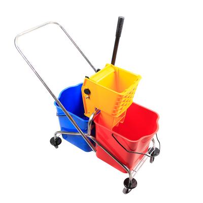 China 60 L commercial viable mop bucket cart with compression wringer for sale