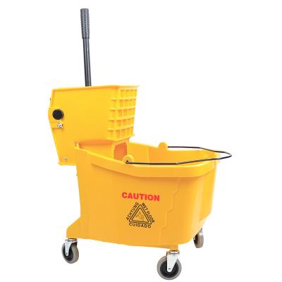 China Sustainable 36L Broom Bucket With 3 Steel Rubber Wheels for sale