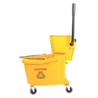 China Viable Wholesale 36L Side Wringer Cart Single Mop Bucket With Wringer And Wheels for sale