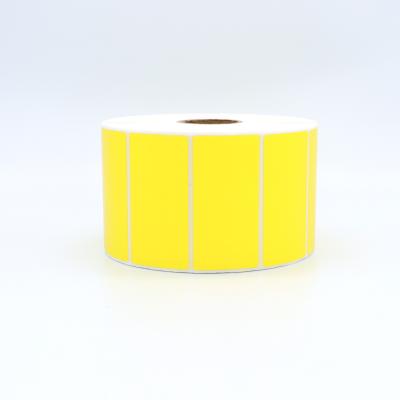 China 60 x 30mm OEM Factory Label Sticker Label Printer Yellow Thermal Sticker Barcode 800/Roll for sale