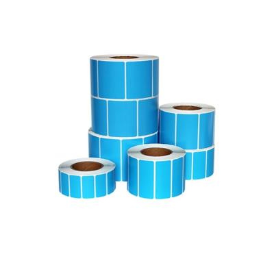 China Hot Selling Blue Barcode Labels Adhesive Thermal Barcode Sticker Blue Thermal Label Paper for sale