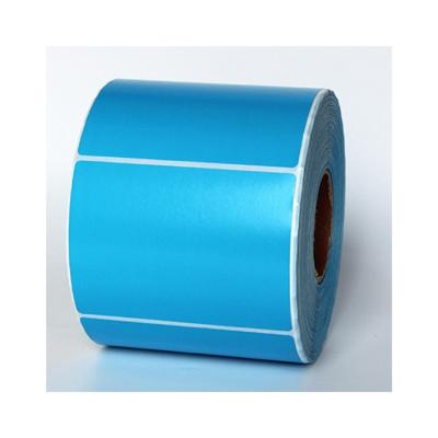 China Paper Rolls Eco Friendly Pure Blue Direct Thermal White Barcode Sticker Packaging Labels for sale