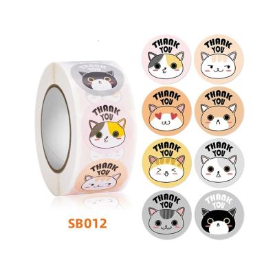 China Custom Cartoon Sticker Printing Waterproof Thank You Stickers Roll Animal Cute Cartoon Sticker Roll for sale