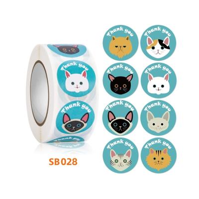 China Wholesale Self-adhesive Custom Cute Animal Kids Printed Roll Label Cartoon Sticker Thank You Sticker for sale