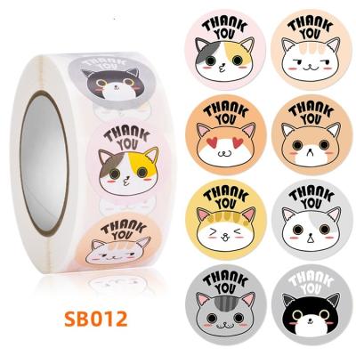 China Cartoon Sticker Custom Printed Waterproof Cute Cartoon Animal Stickers Logo Label Sticker Thank You for sale