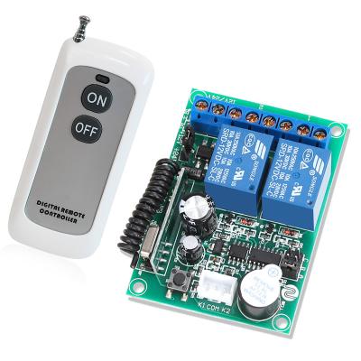 China Smart Home Appliances AC/DC 12-24V 2 Channel Relay Module Control 433Mhz 433Mhz RF Remote Control Switch for Fan and Light for sale