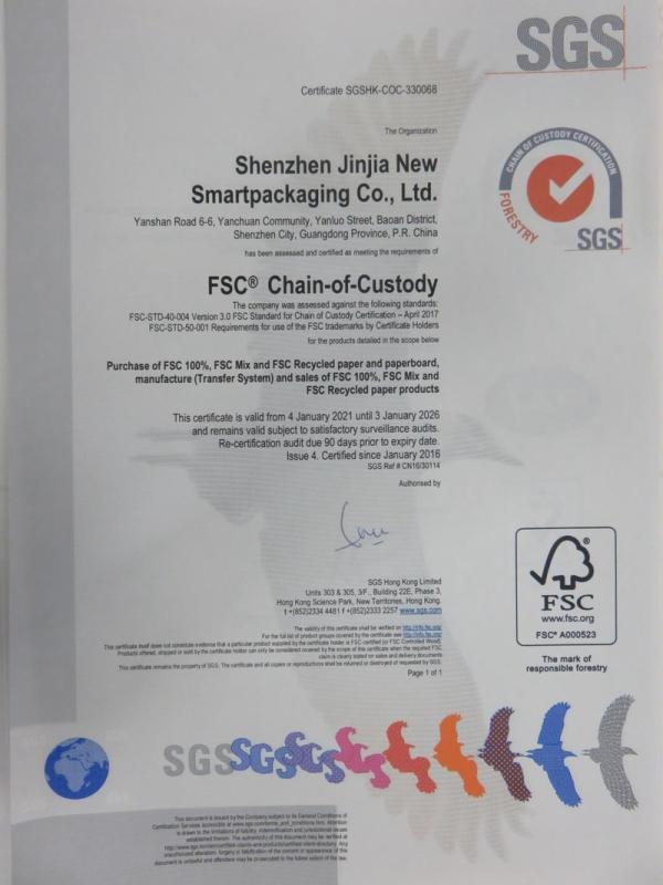 FSC - Shenzhen Jinjia New Smartpackaging Co., Ltd.