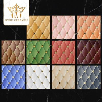 China European Europe Style Artificial Leather Pattern Golden Silver Polished Ceramic Wall Tiles Unlimited Staple Cycle Wall Tiles for sale