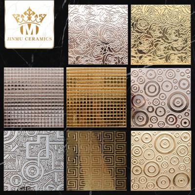 China 300X300 Modern 3D All Golden All Silver Plated Ceramic Tiles Like Mirror Kitchen Bathroom Bedroom Wall Tiles Luxury Mirror Tiles for sale