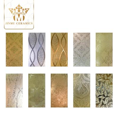 China Europe Foshan 300X600 Luxury Full Body Porcelain Gold Plated Tiles Full Silver High End Ceramic Tiles Craft Wall Tiles for sale