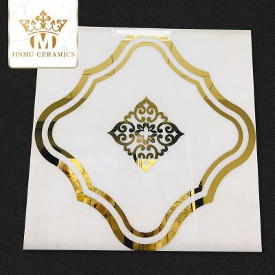 China Europe tiles luxury white gold mirror diamond cycle ceramic tiles decorative infinite wall floor600X600mm for sale