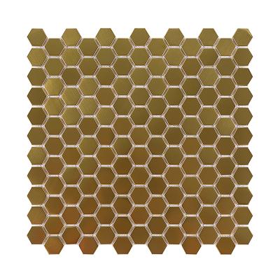 China Metal Stainless Steel Mosaic Tiles Bathroom Background Wall Hotel Kitchen Villa Wall Gold Brushed Brass Mosaic for sale