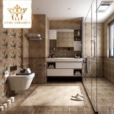 China Europe JM 300X300 Antique Floor Tiles Kitchen Matte Flower Pattern Bathroom Porcelain Tiles Silver Plated Ceramic Wall Tiles for sale