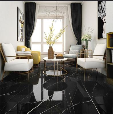 China Living Room 900x1800 Europe Large Flooring Tile High Gloss Continuous Pattern Full Body Marble TV Wall Tiles (Black) for sale